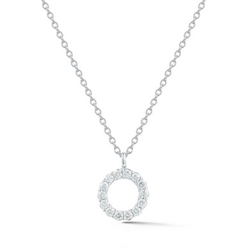 18K White Gold Diamond Circle Pendant [1DFAD3837]