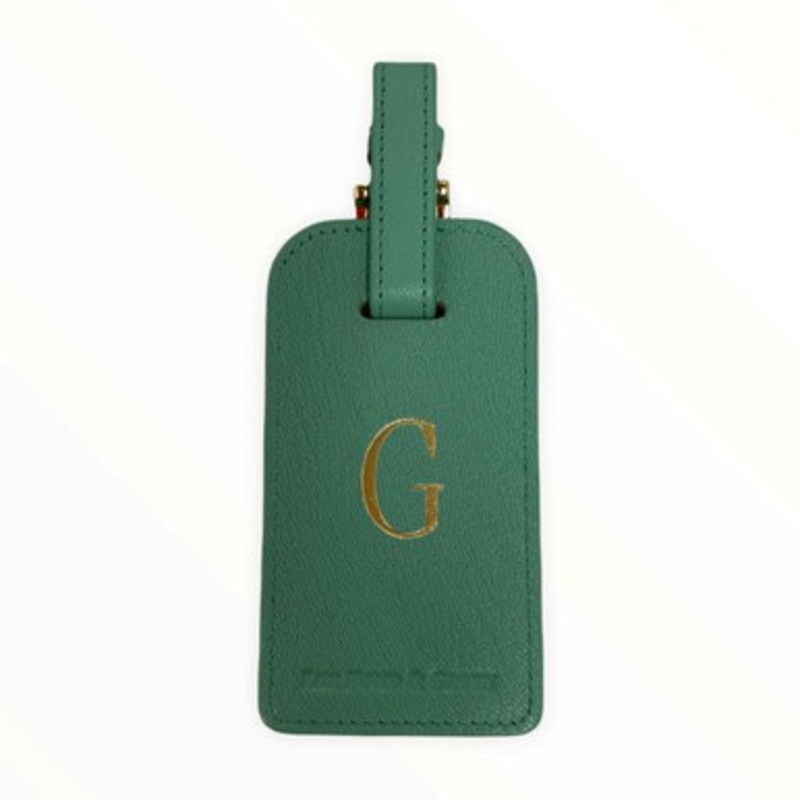 Robin’s Egg Blue Leather Luggage Tag with Ini [6GIFT4361]