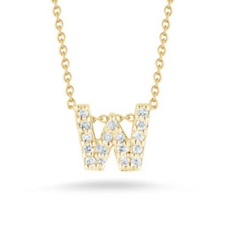 Tiny Treasures Diamond Letter ‘W’ Necklace [JNPEN0429]