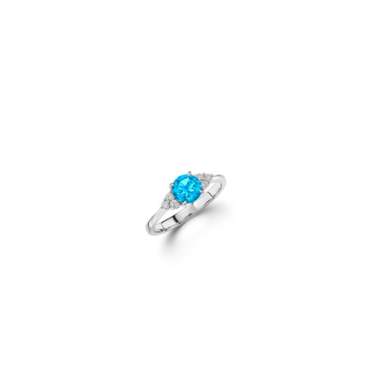 Birthstone Blue Topaz Ring in 14k White Gold [3LBLT0245]