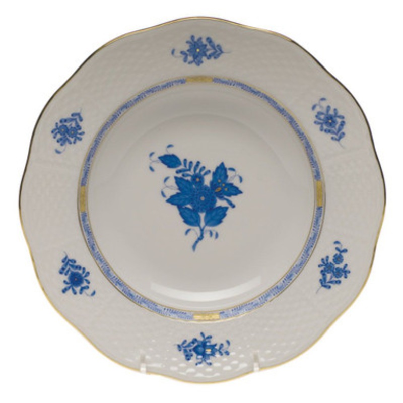 Chinese Bouquet Blue Rim Soup Bowl [6GISV0364]