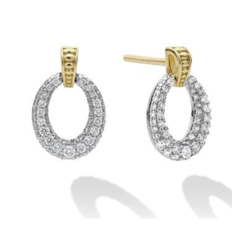 Caviar Lux Oval Drop Diamond Earrings  [JEOTH0409]
