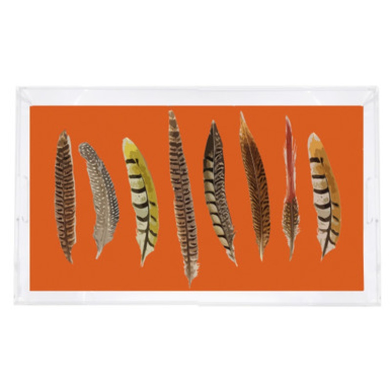 Pheasant Feathers Orange Tray [GGTRY0007]