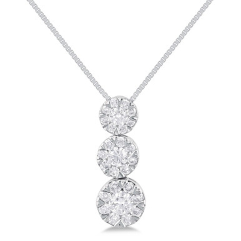 Three Station Diamond Pendant Necklace [JNPEN1179]