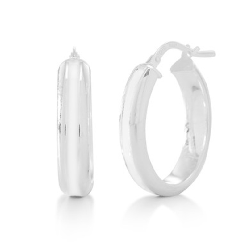 White Enamel Oval Hoop Earrings  [JEHOP0107]