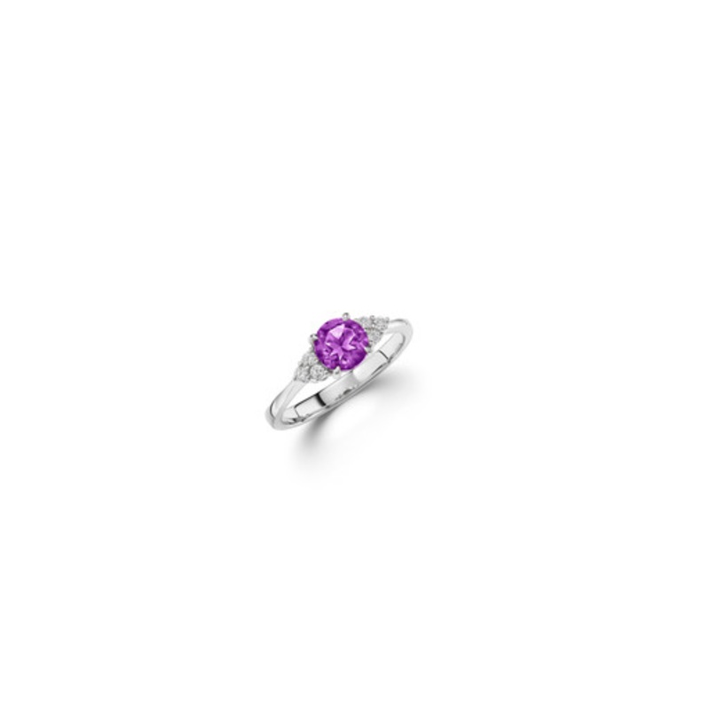 Birthstone Amethyst Ring in 14k White Gold [3LAMY0431]