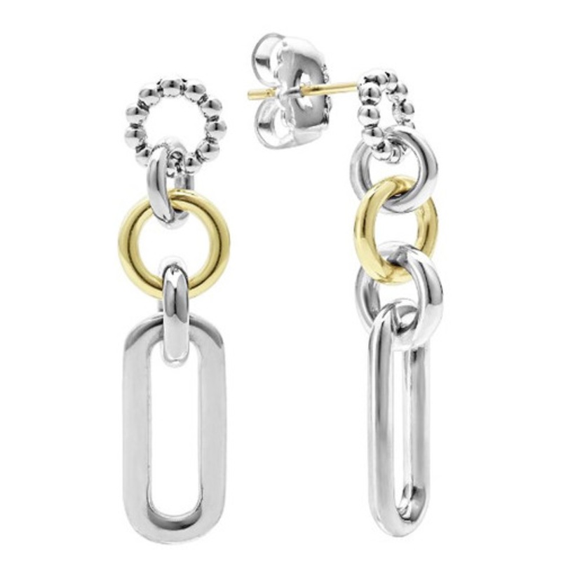 CaviarTWO TONE LINK DROP EARRINGS [JEOTH0144]