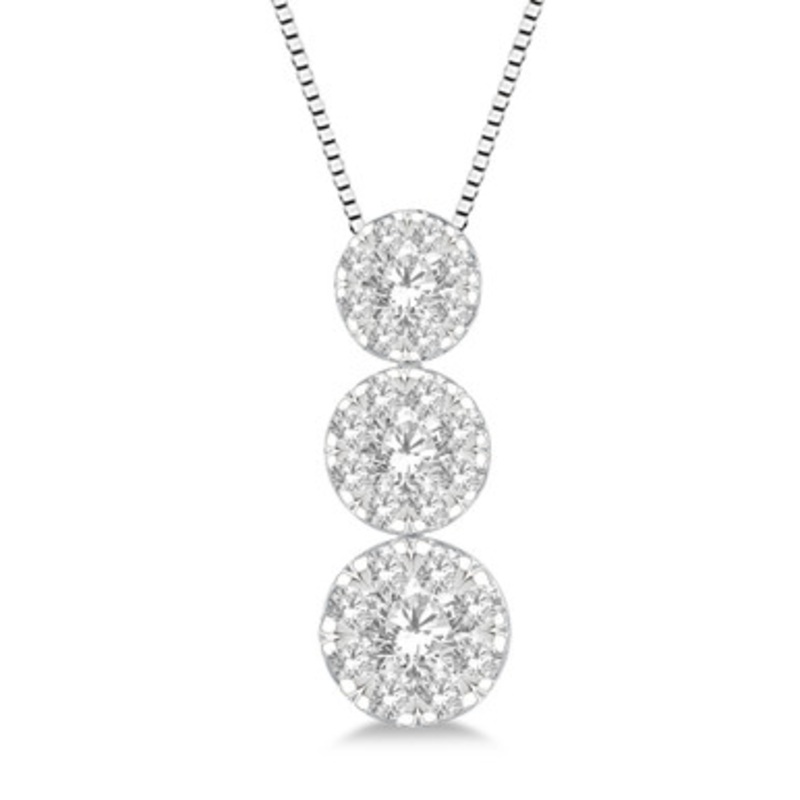 Three Station Diamond Pendant Necklace [JNPEN1180]