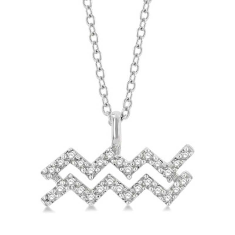 Aquarius Zodiac Diamond Pendant
 [JNPEN0327]