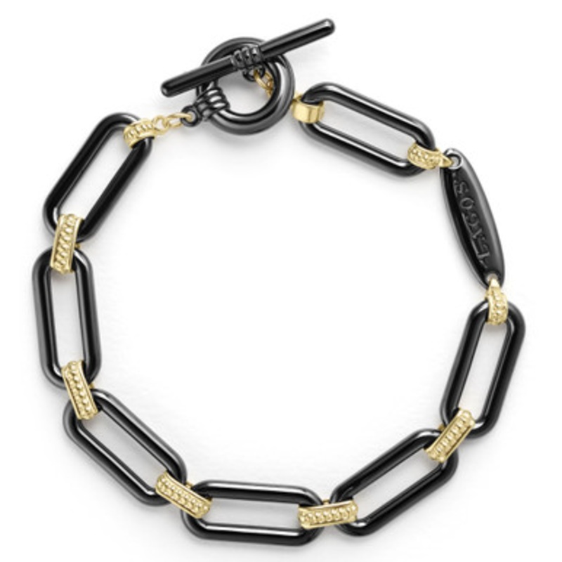 Signature Caviar Black Ceramic Link Bracelet [JBOTH1197]
