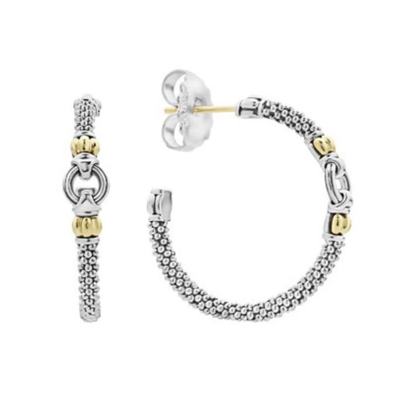TWO TONE CAVIAR HOOP EARRRINGS [JEHOP0140]