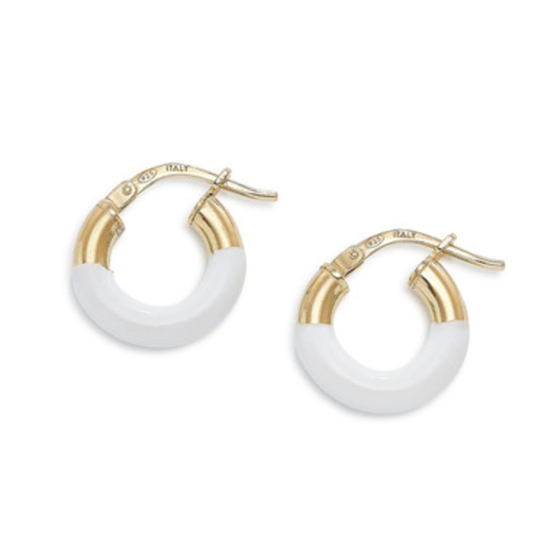 White Enamel Hoop Earrings [JEHOP0090]