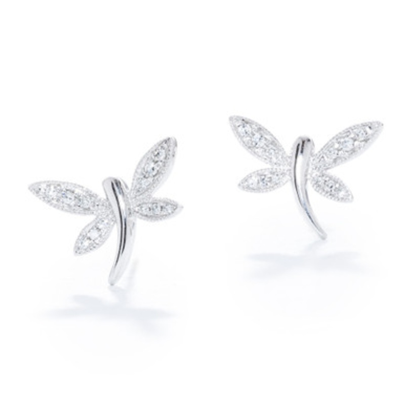Diamond Dragonfly Stud Earrings [JESTD0116]