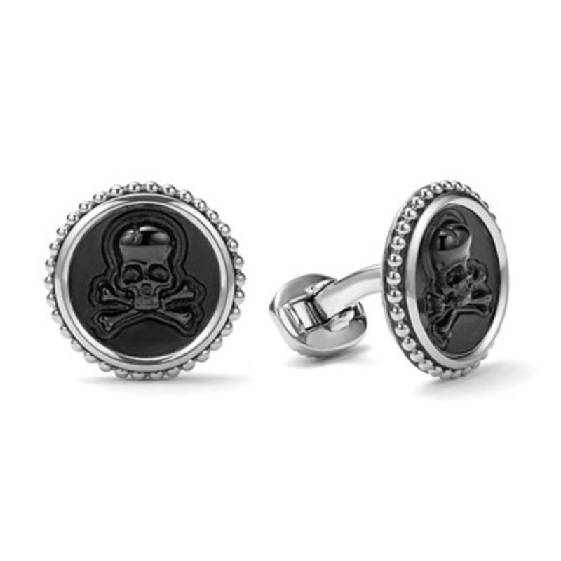Anthem Black Agate Skull Cufflinks [JACUF0029]