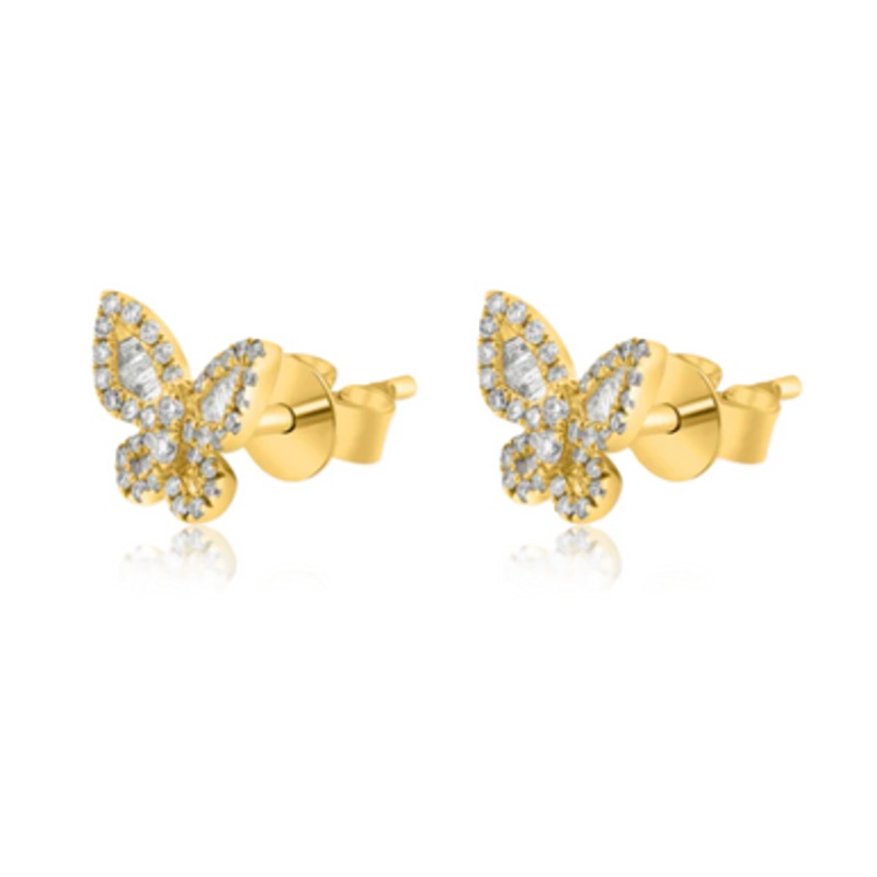 Diamond Butterfly Stud Earrings [JESTD0456]
