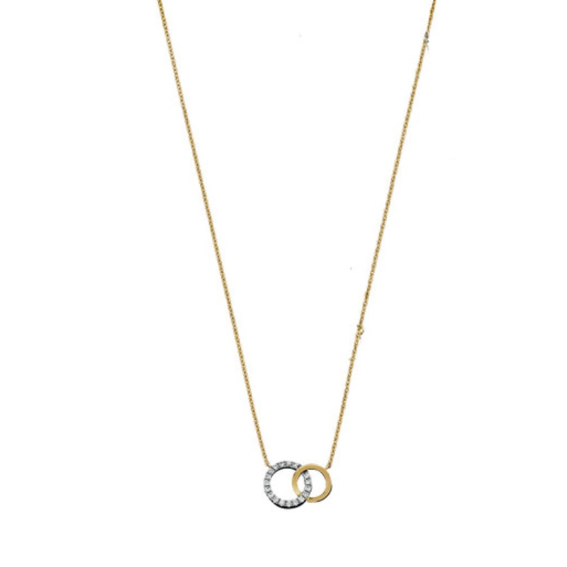 Diamond Circle Necklace in 14k Yellow and White Gold [1NAD10399]