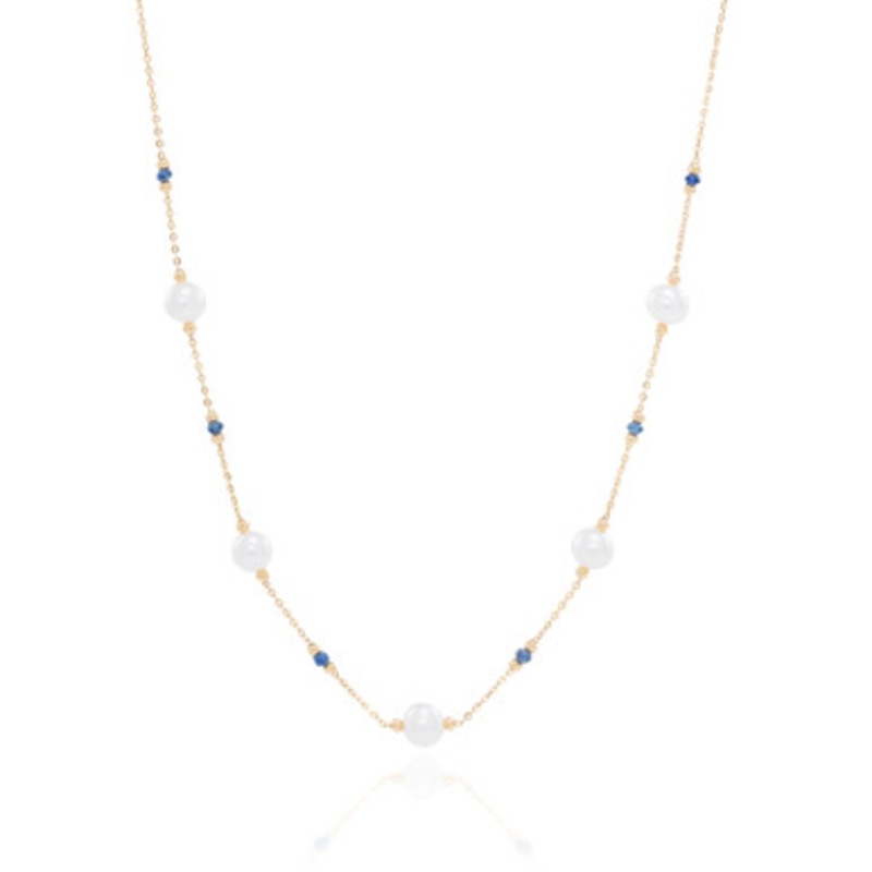 Pearl And Sapphire Necklace. [JNOTH0117]