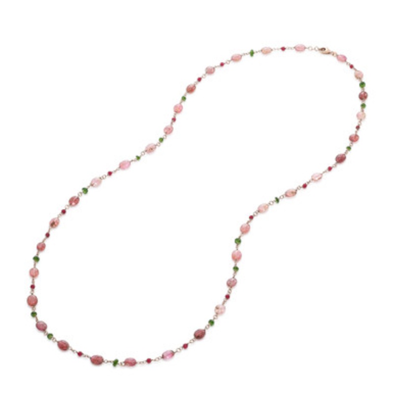 Pink Tourmaline Diopside and Quartz Necklace [JNOTH0022]