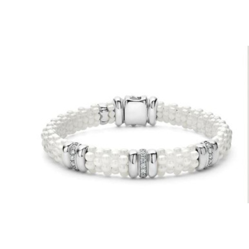 White Caviar Three Station Diamond Bracelet [JBOTH0432]
