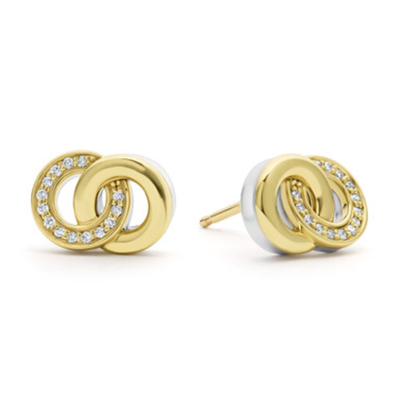 Signature Caviar Interlocking Diamond Stud Earrings [JESTD0556]