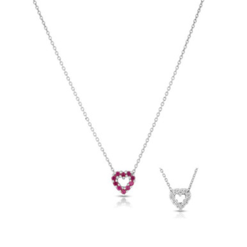 Tiny Treasures Diamond and Ruby Heart Pendant Necklace [JNOTH0824]