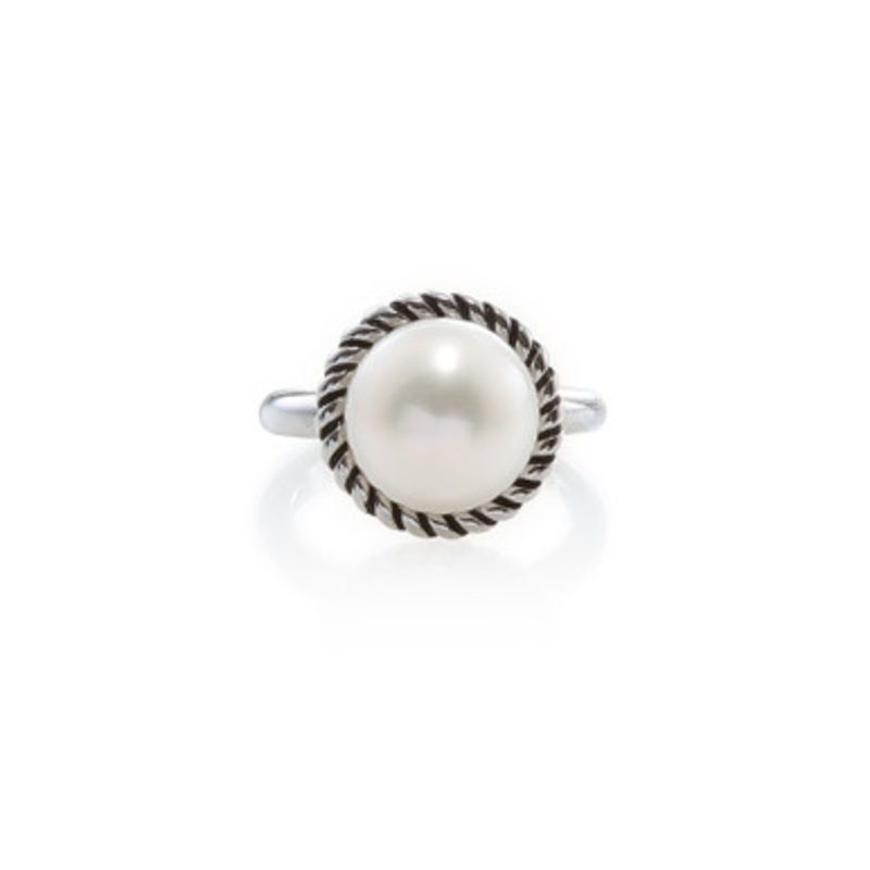 White Button Freshwater Pearl Ring  [2YSRG5373]
