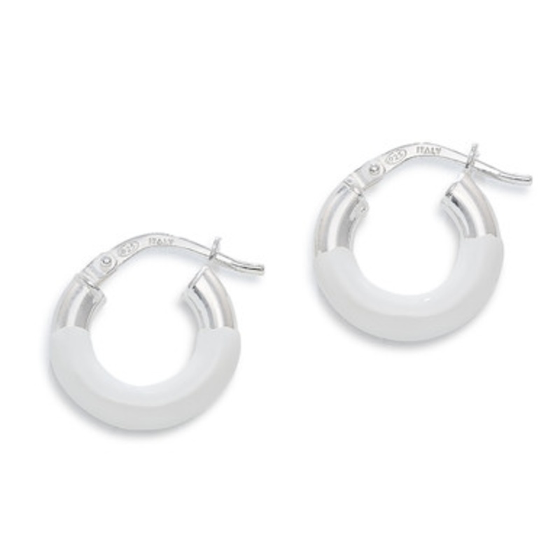 White Enamel Hoop Earring [JEHOP0092]