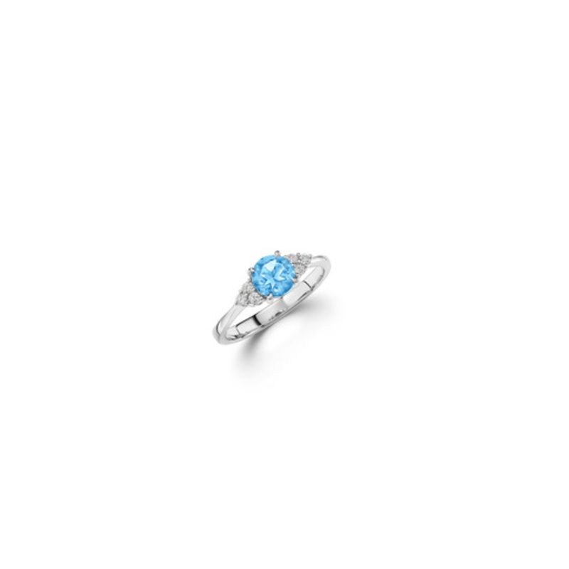 Birthstone Aquamarine Ring in 14k White Gold [3LAQU0240]