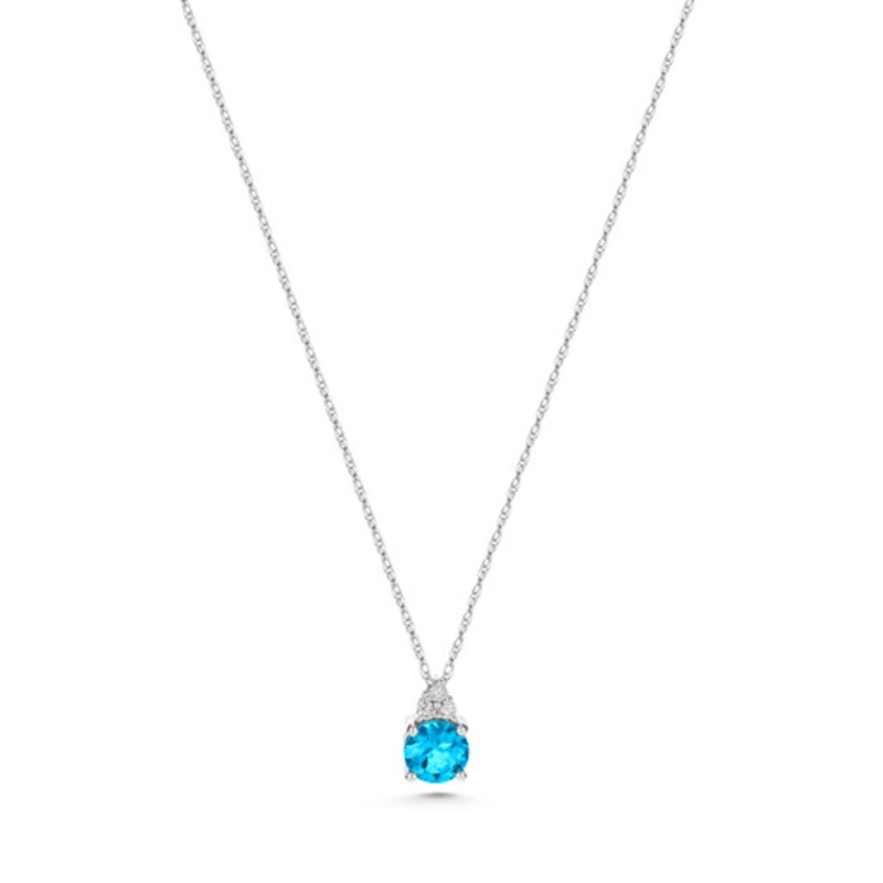 Birthstone Blue Topaz Pendant in 14k White Go [2DBLT0055]