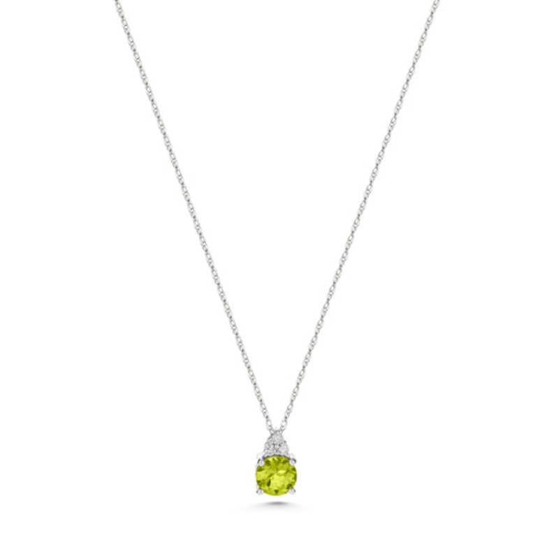 Birthstone Peridot Pendant in 14k White Gold [2DPER0099]