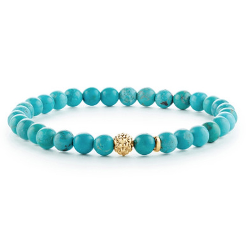 TURQUOISE GOLD STATION BEAD BRACELET [2BTRQ0015]