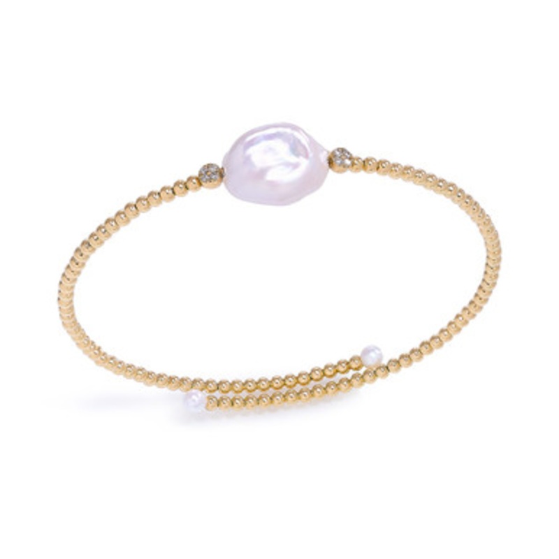 Beaded Flexible Pearl Bangle Bracelet [JBBAC0442]