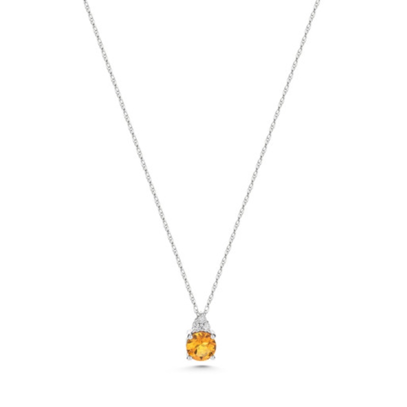 Birthstone Citrine Pendant in 14k White Gold [2DCIT0123]