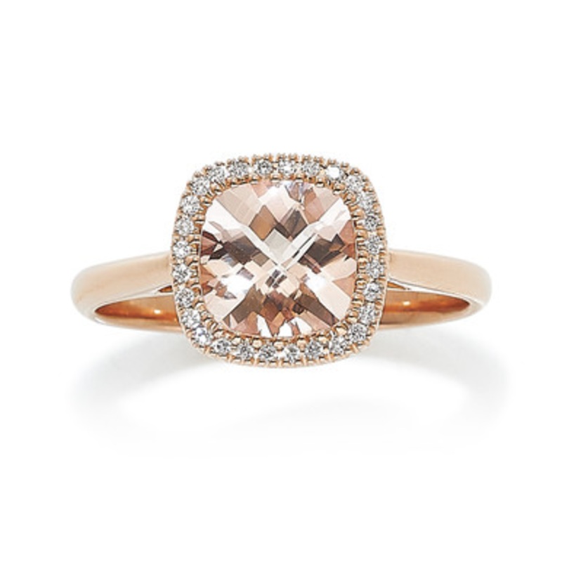 Cushion Cut Morganite and Diamond Ring [3LGDR0918]