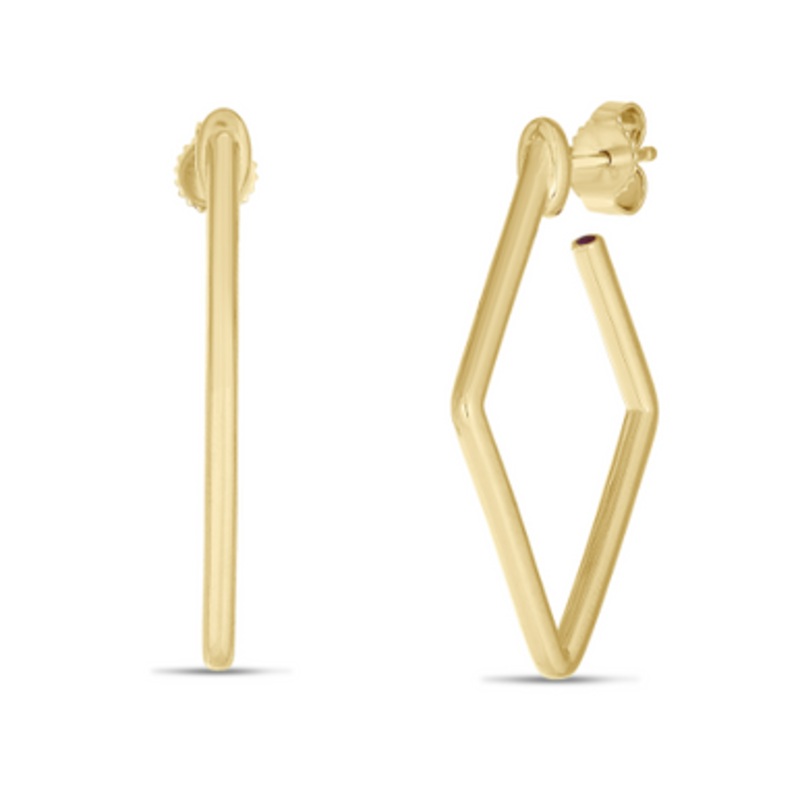 Designer Gold Small Square Hoop Earrings [2EGHP0552]