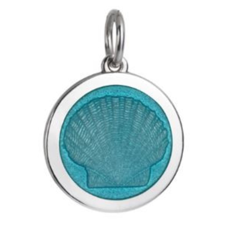 Small Light Blue Scallop Shell Pendant [2YCHM1671]