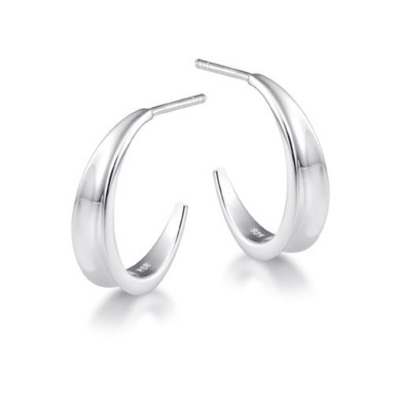 Tapered C Hoop Earrings [2YSHP0348]