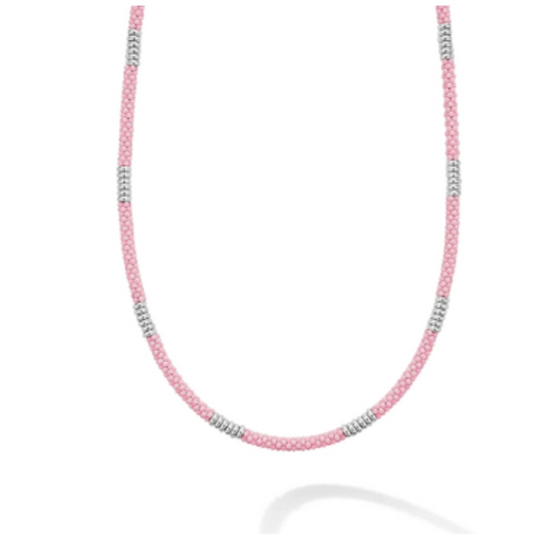 Pink Caviar Ceramic Beaded Necklace [JNOTH0747]