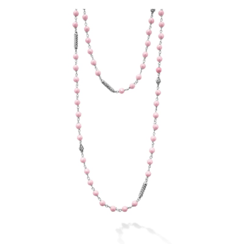 Pink Ceramic Long Beaded Necklace [JNOTH0749]