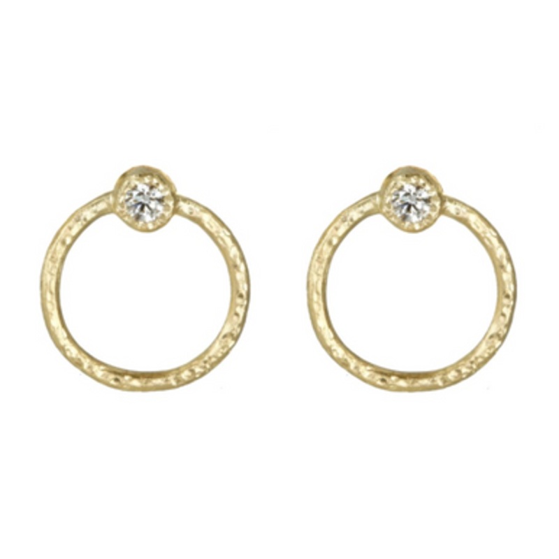 Diamond Circle Stud Earrings  [JESTD0177]
