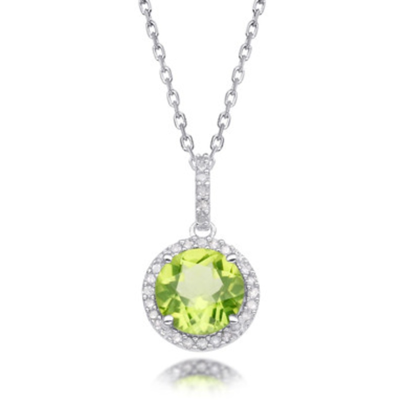 Peridot Drop Pendant Necklace [2YSGD0313]