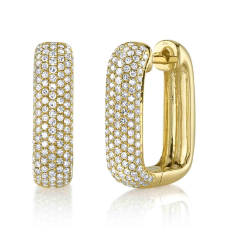 Rectangle Diamond Huggie Hoop Earrings  [JEHOP0535]