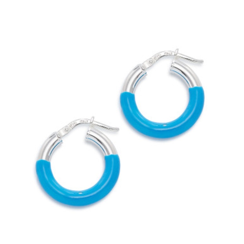 Royal Blue Enamel Hoop Earrings [JEHOP0081]
