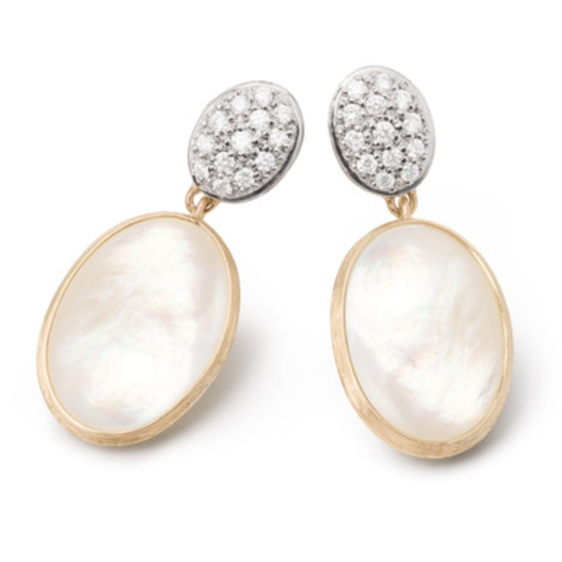 Siviglia Pave Diamond And Mother of Pearl Earrings  [JEOTH0418]