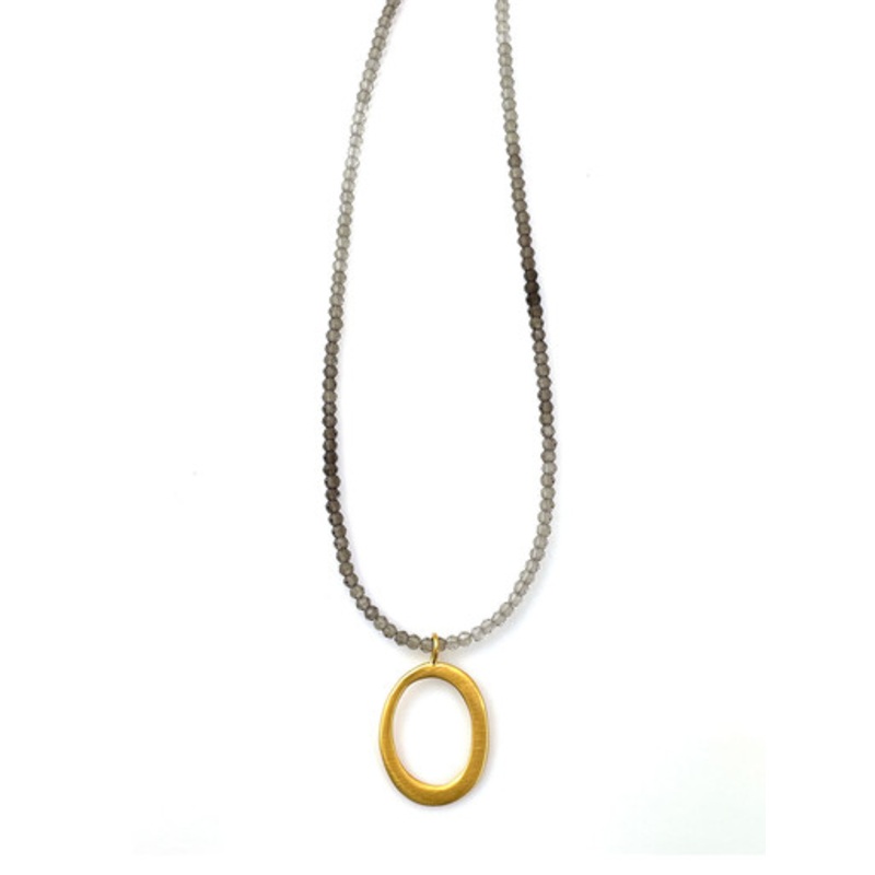 Bead Necklace with Oval Drop  [2YVNK0161]