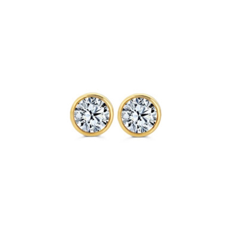 Bezel Diamond Stud Earrings, .18 [1EST10963]
