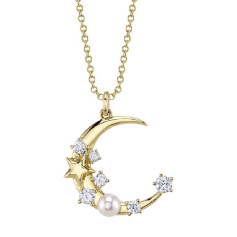 Crescent Moon and Star Pendant Necklace [JNPEN0995]