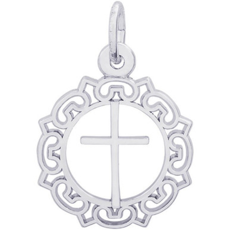 Cross In Scroll Circle Charm [2YCHM1160]