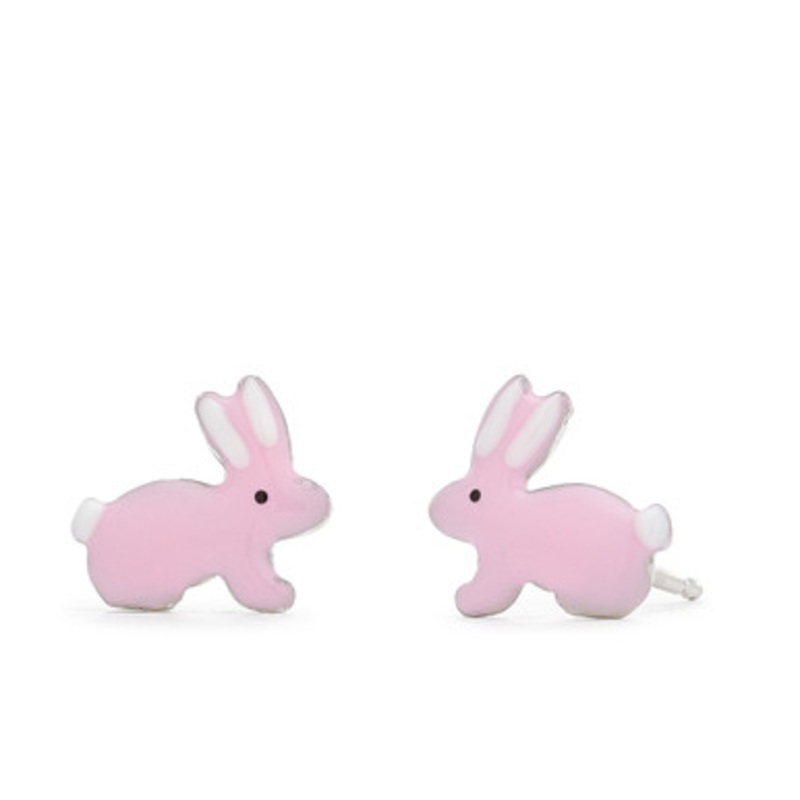 Pink Enamel Bunny Earrings [JESTD0082]