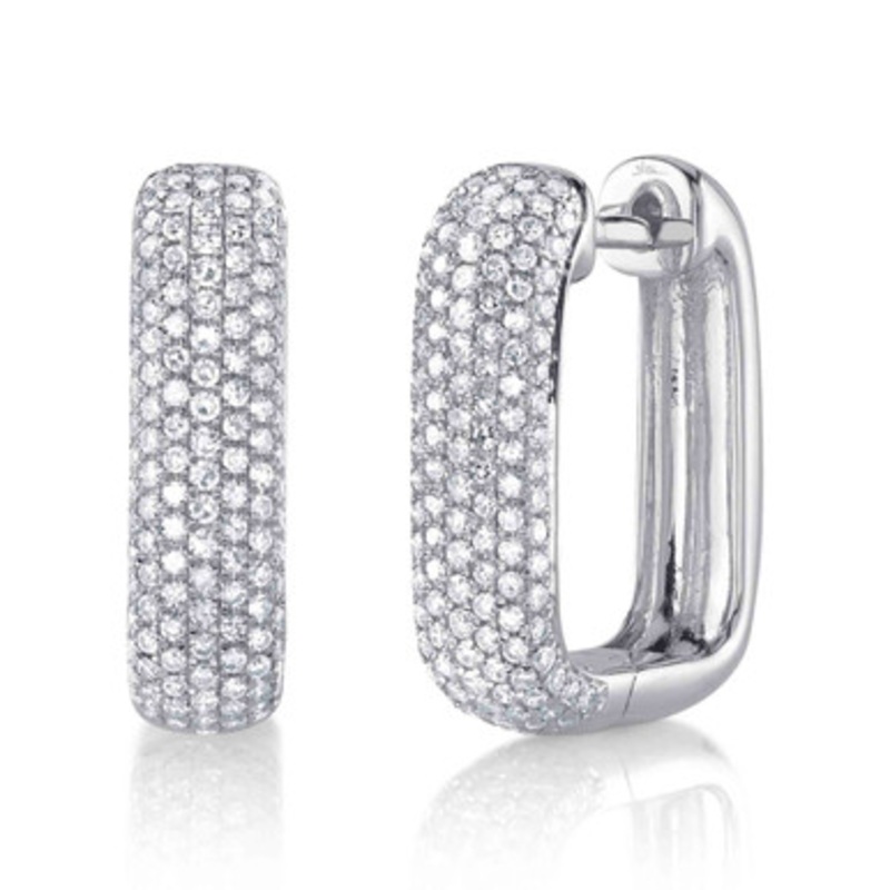 Rectangle Diamond Huggie Hoop Earrings [JEHOP0532]